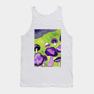 PURPLE AND GREEN VAN GOGH STYLE MUSHROOMS Tank Top